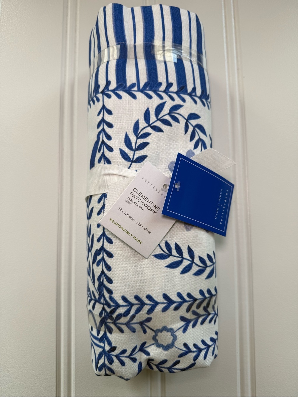 Pottery Barn Mark D Sikes Clementine Patchwork Tablecloth 70" x 126" NEW 3105